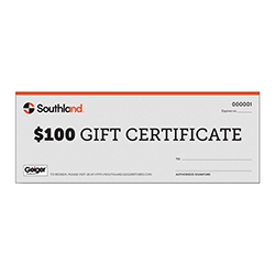 $100 SOUTHLAND GIFT CERTIFICATE