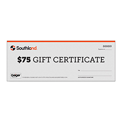 $75 SOUTHLAND GIFT CERTIFICATE